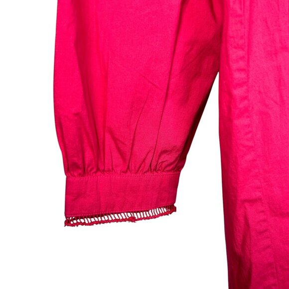 Jude Connally Large Dress Embroidered Ladder Stitch Pink Long Sleeve Party Brunc - Picture 4 of 8